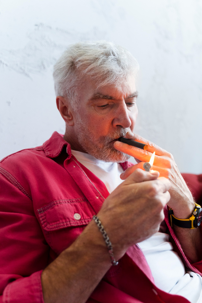 old man smoking cigarette