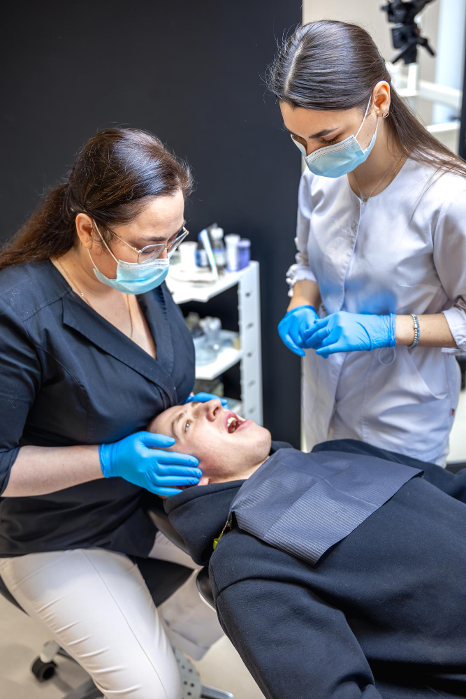 woman getting dental treatments