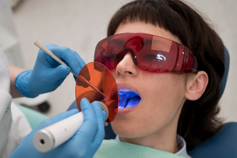 woman getting composite filling