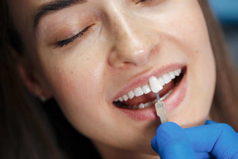 woman getting dental veneers