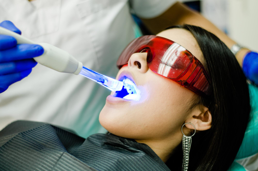 woman receiving dental treatments